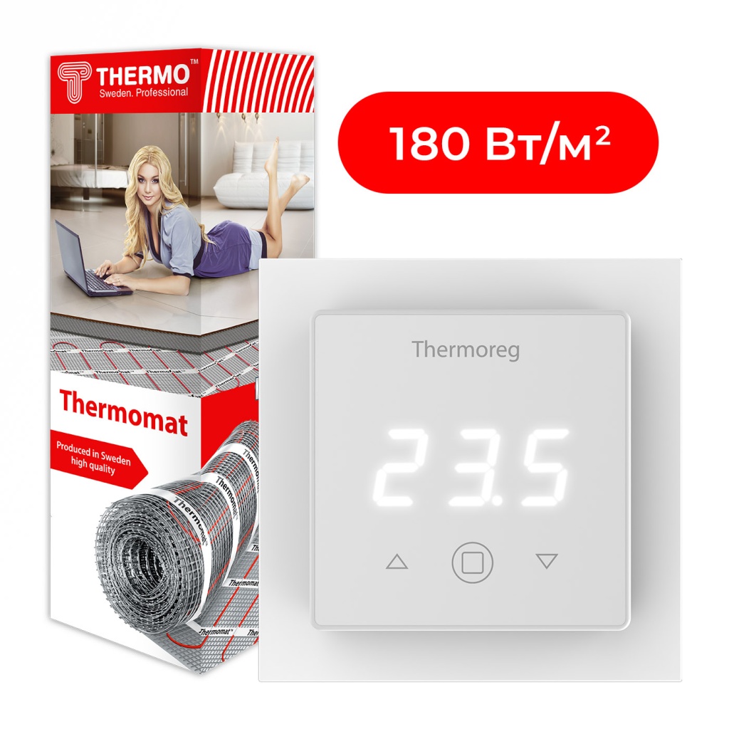 Комплект нагревательный мат Thermomat 180 Вт/м² + терморегулятор Thermoreg TI-300